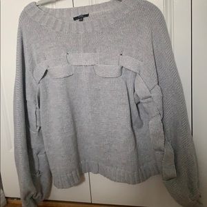 Adorable grey sweater with super cute detailing